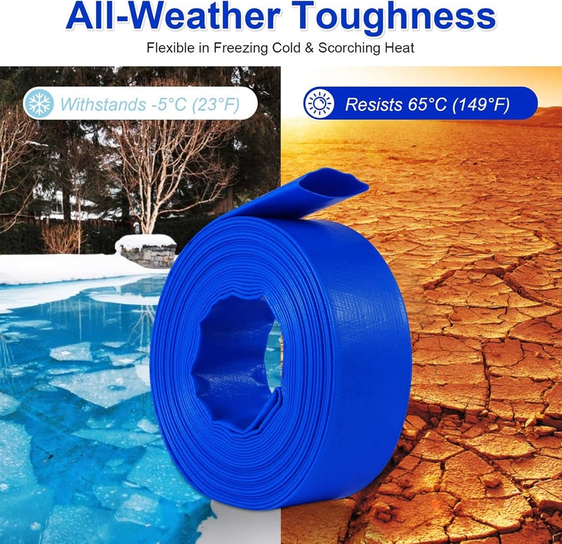 NetLea Heavy-Duty Pool Backwash Hose,1-1/2-inchx50 ft Reinforced Leak Proof Design with 2 Stainless Steel Clamps 1.5Inch, Weather Resistant, Bursting, Ideal for Pool Backwash, Sump Pump Drainage - Image 4